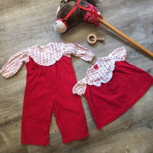 Vintage corduroy dress and body suit set matching